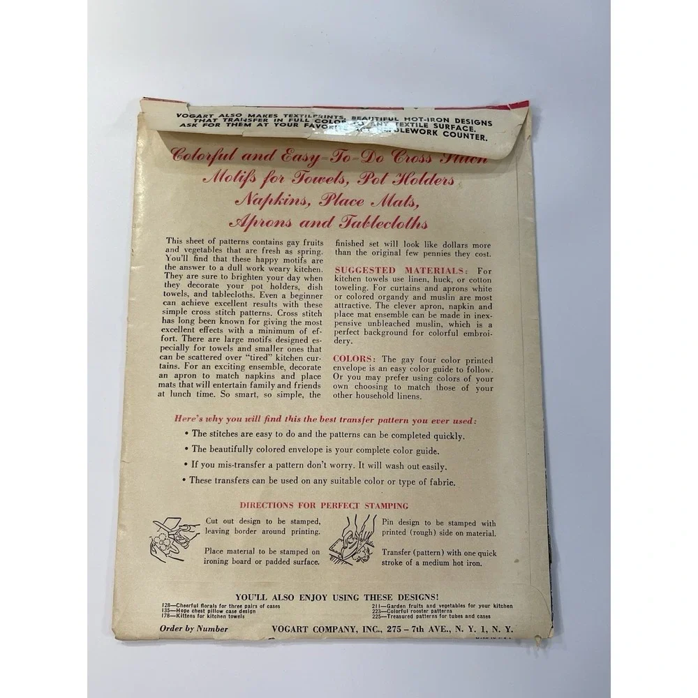 Vintage Iron ON Transfer-VOGART #211-Gay Garden Fruits and Vegs-Towel, Potholder